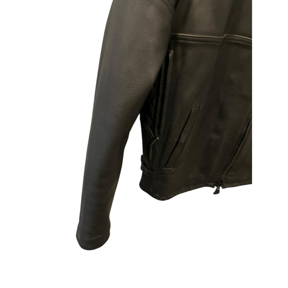 Harley Davidson Motorcycle Black Leather Riding Jacket Size XL Zip Armor Biker - Picture 3 of 11